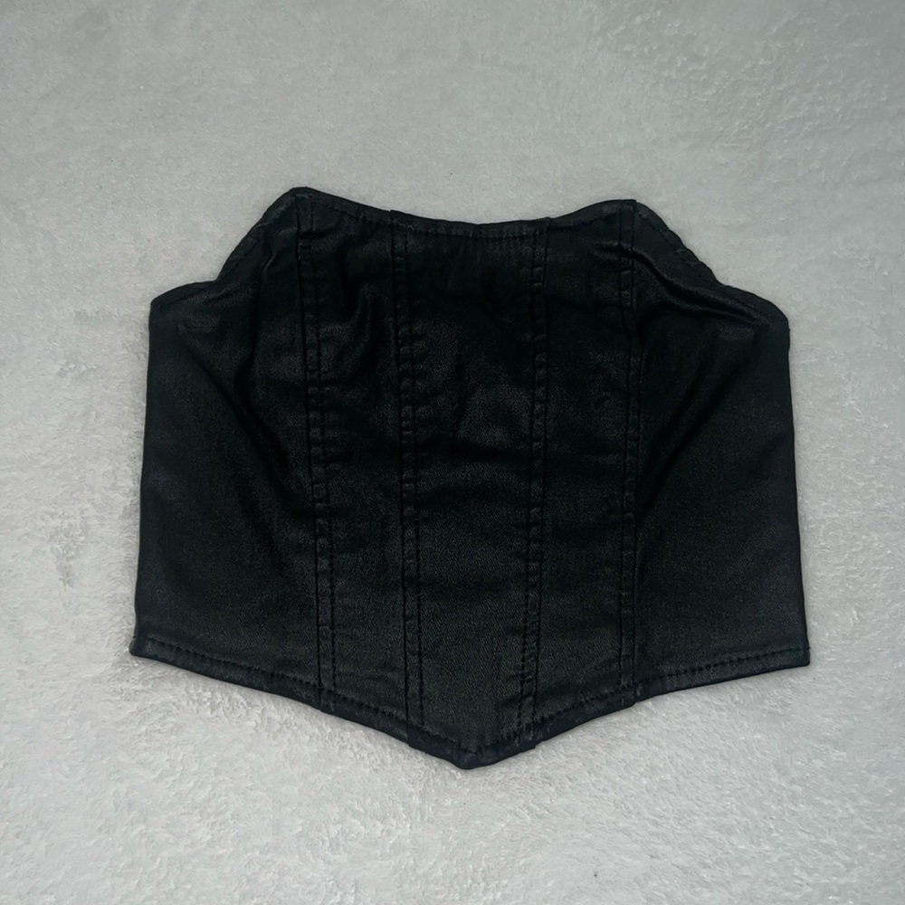 Edikted Faux Leather black corset top size XS